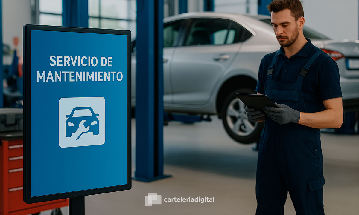 Cartelería digital en talleres mecánicos: informa, orienta y vende más