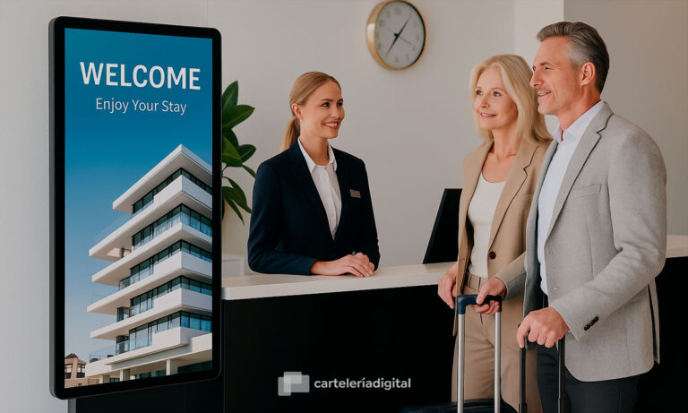 Cómo los hoteles están mejorando su imagen con cartelería digital en recepción
