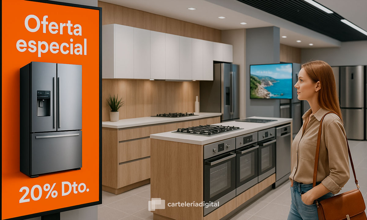 Tiendas de electrodomésticos que venden más con cartelería digital